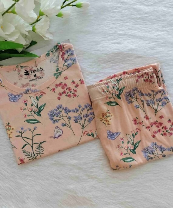 Women's | Co-ord Pyjama set | Orange Flower