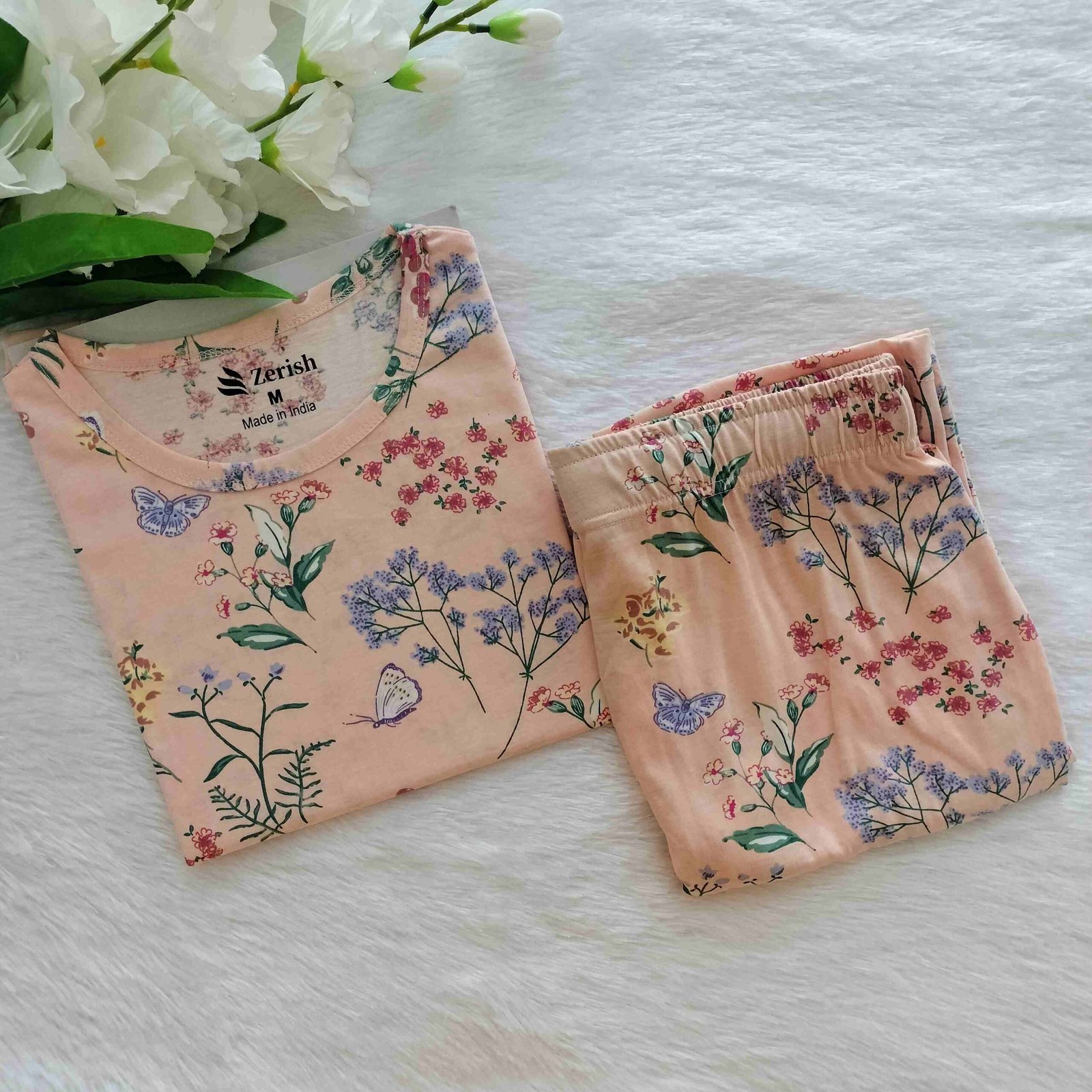 Women's | Co-ord Pyjama set | Orange Flower