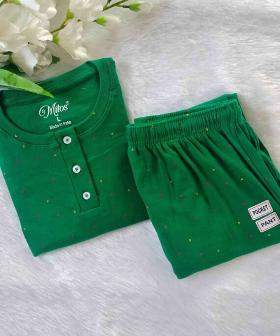Women's | Co-ord Jogger set (button) | Dark Green Heart