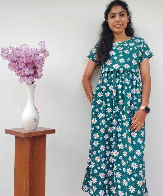 Women's | Zipless Feeding/Maternity Maxi | Green Flower