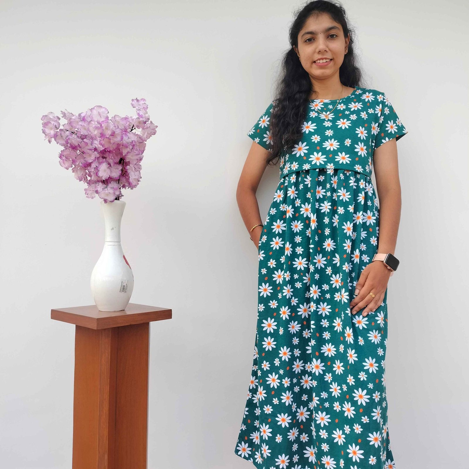Women's | Zipless Feeding/Maternity Maxi | Green Flower