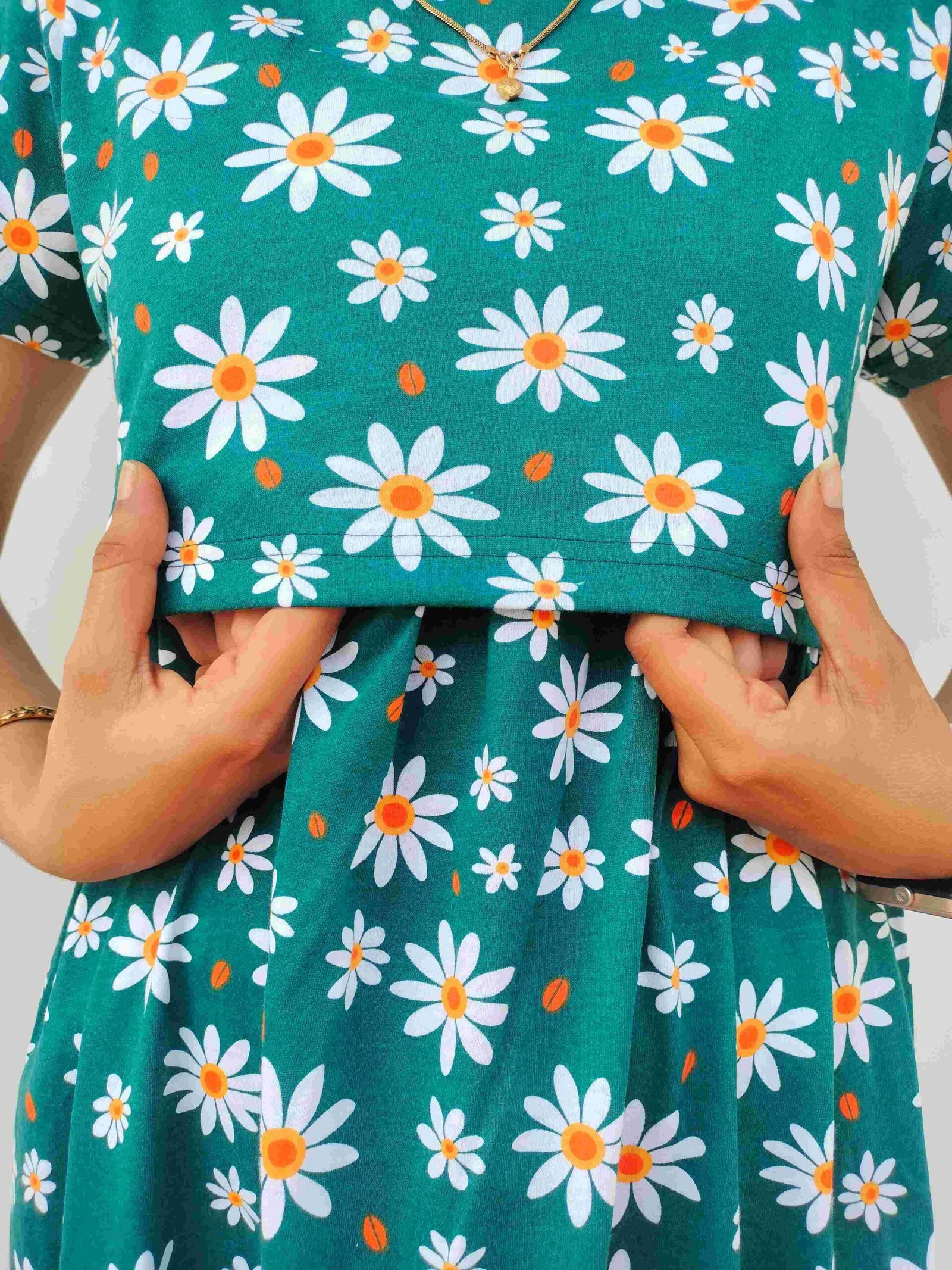 Women's | Zipless Feeding/Maternity Maxi | Green Flower