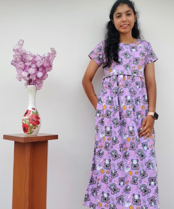 Women's | Zipless Feeding/Maternity Maxi | Purple Teddy