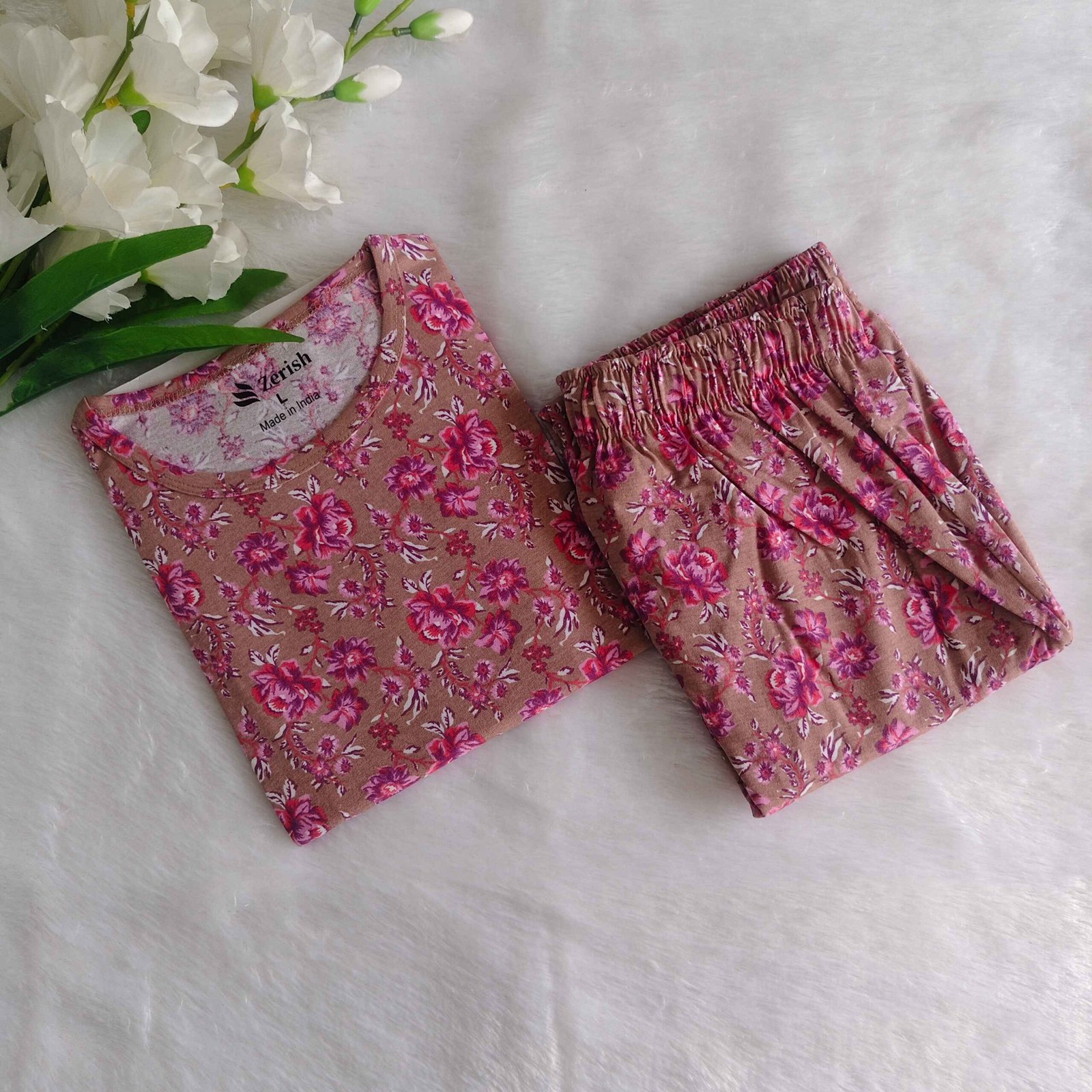 Women's | Co-ord Pyjama set | Brown Rose