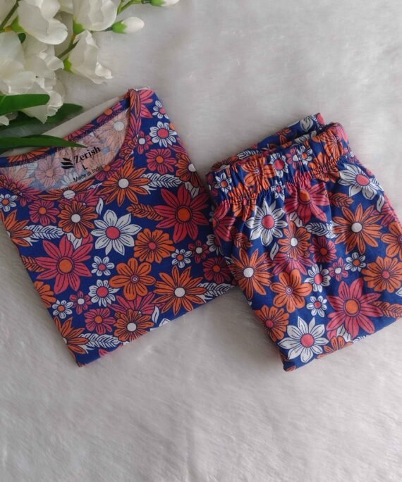 Women's | Co-ord Pyjama set | Blue Pink Flower