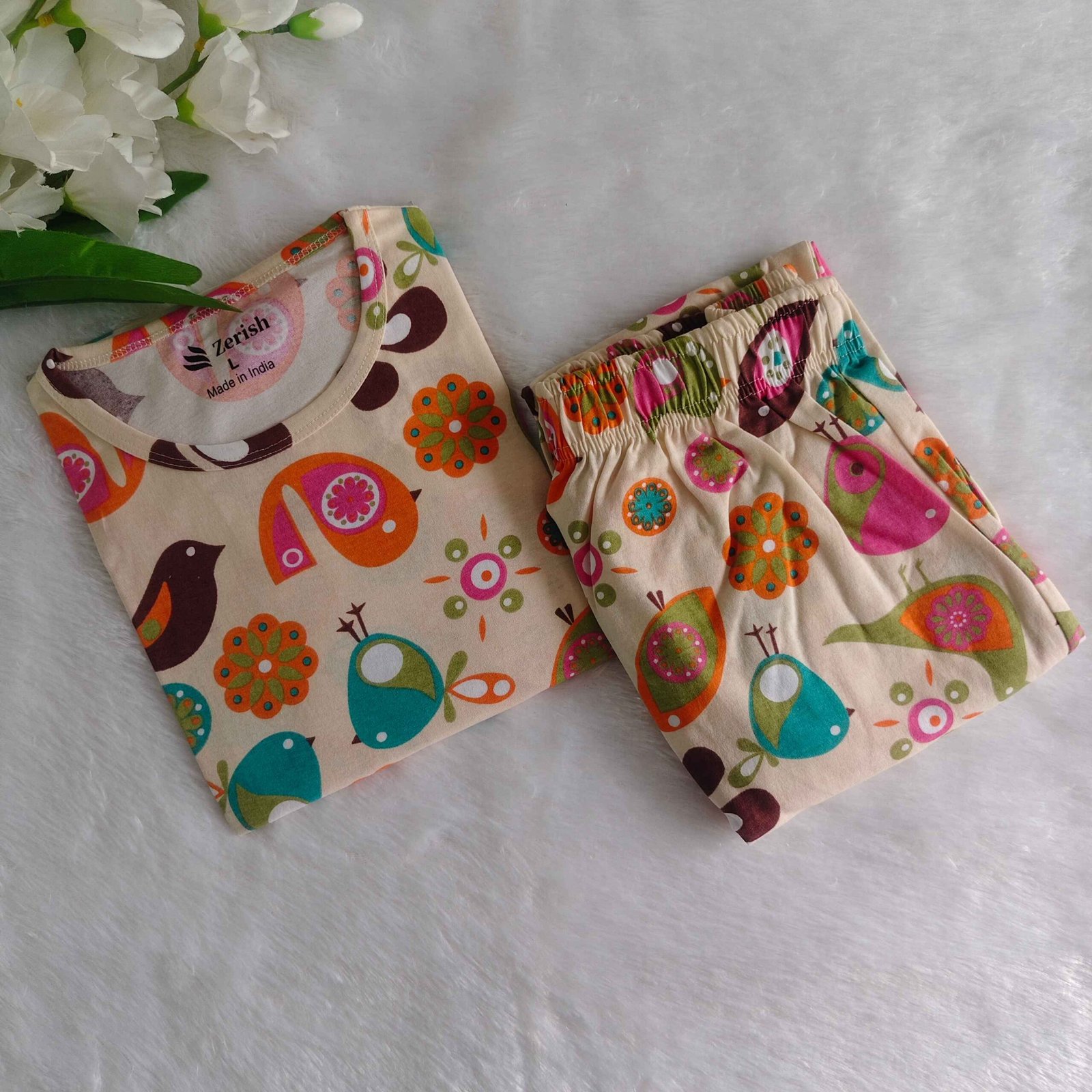 Women's | Co-ord Pyjama set | Ivory Bird